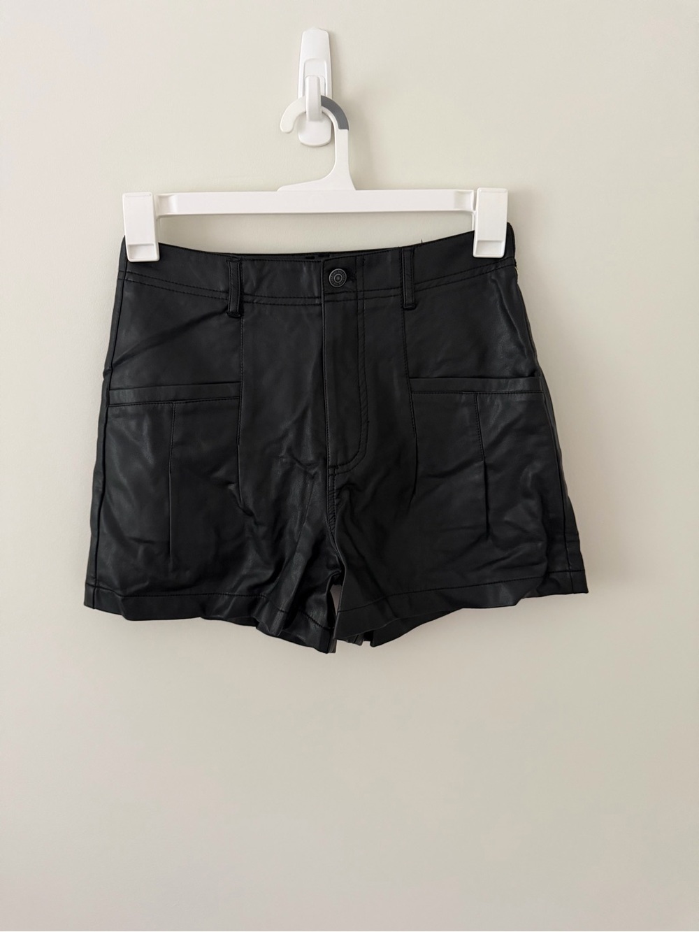 Free People Black Faux Leather Short Shorts